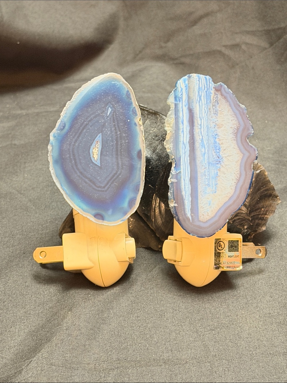 Vintage Blue Agate Plug-In Night Light Pair